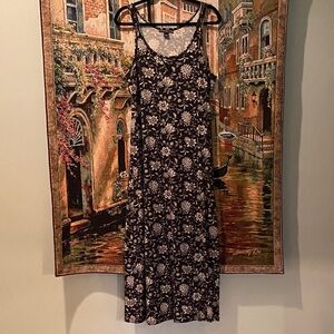 American Living 100% Cotton Black and White Floral Maxi Dress